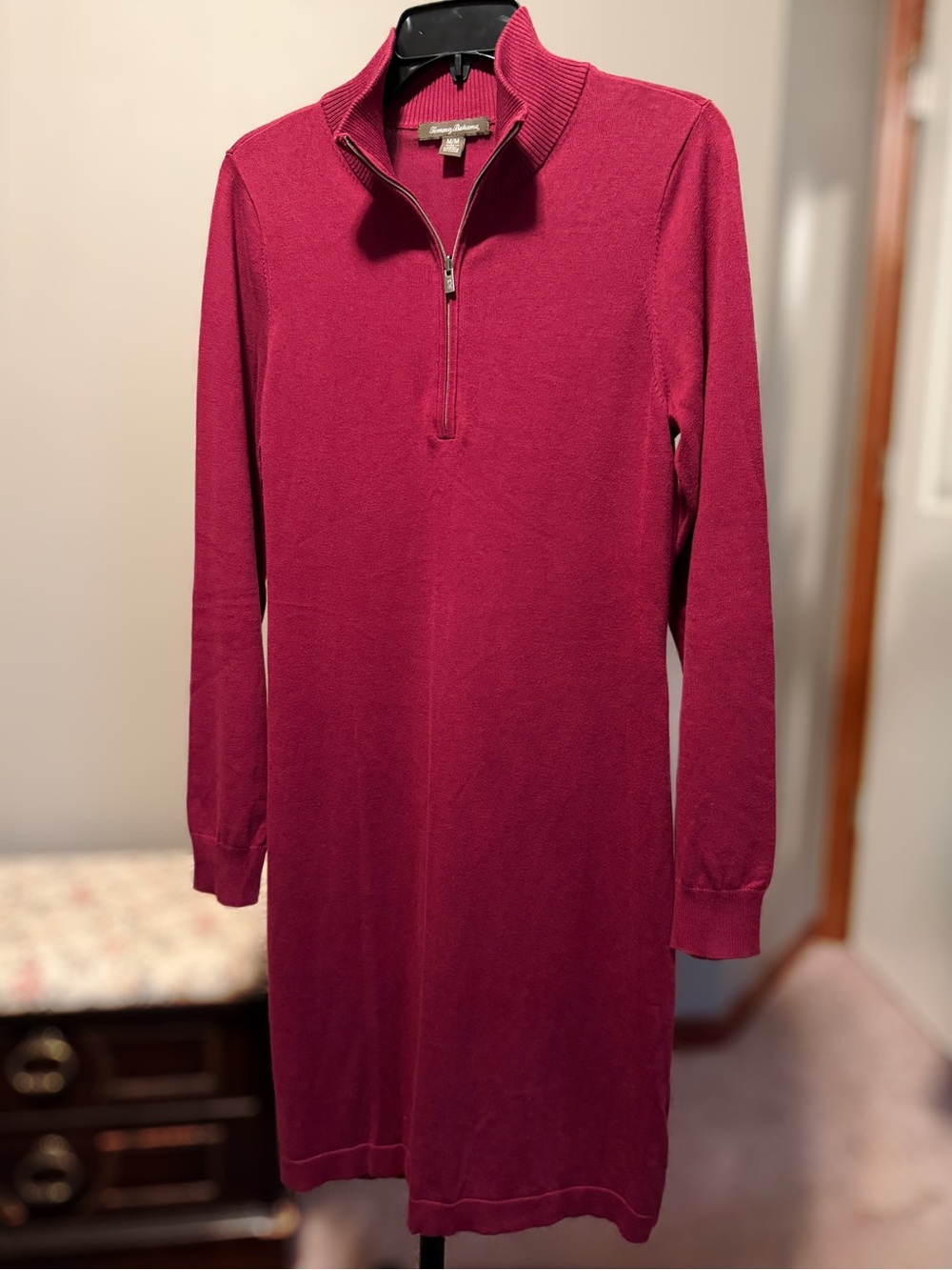 Tommy Bahama Raspberry Half-Zip Sweater Dress